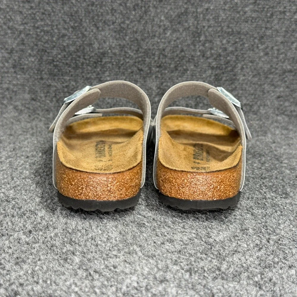 Birkenstock‎ Arizona Slide Sandals Women's 9 Grey Patent Leather Slip On Buckle